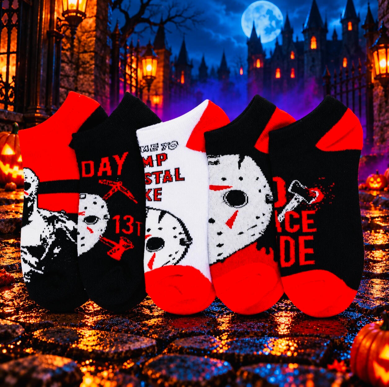 Friday the 13th Socks Friday the 13th ankle socks featuring Jason Voorhees designs