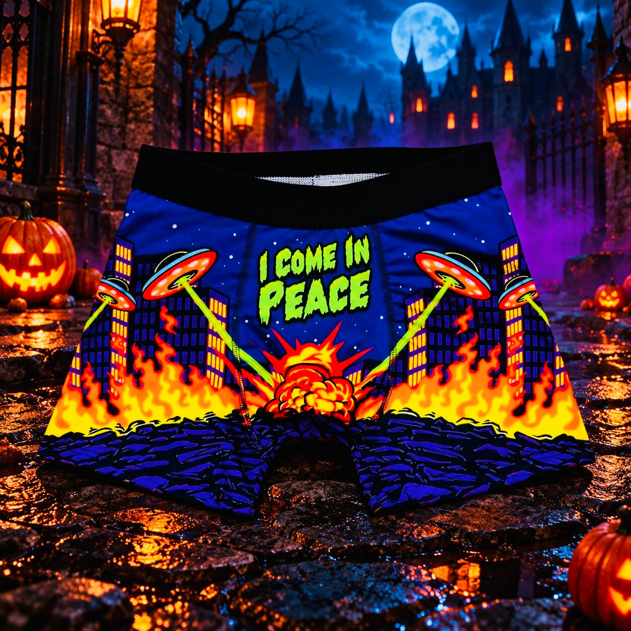 I Come in Peace Boxer Briefs Colorful alien-themed I Come in Peace boxer briefs
