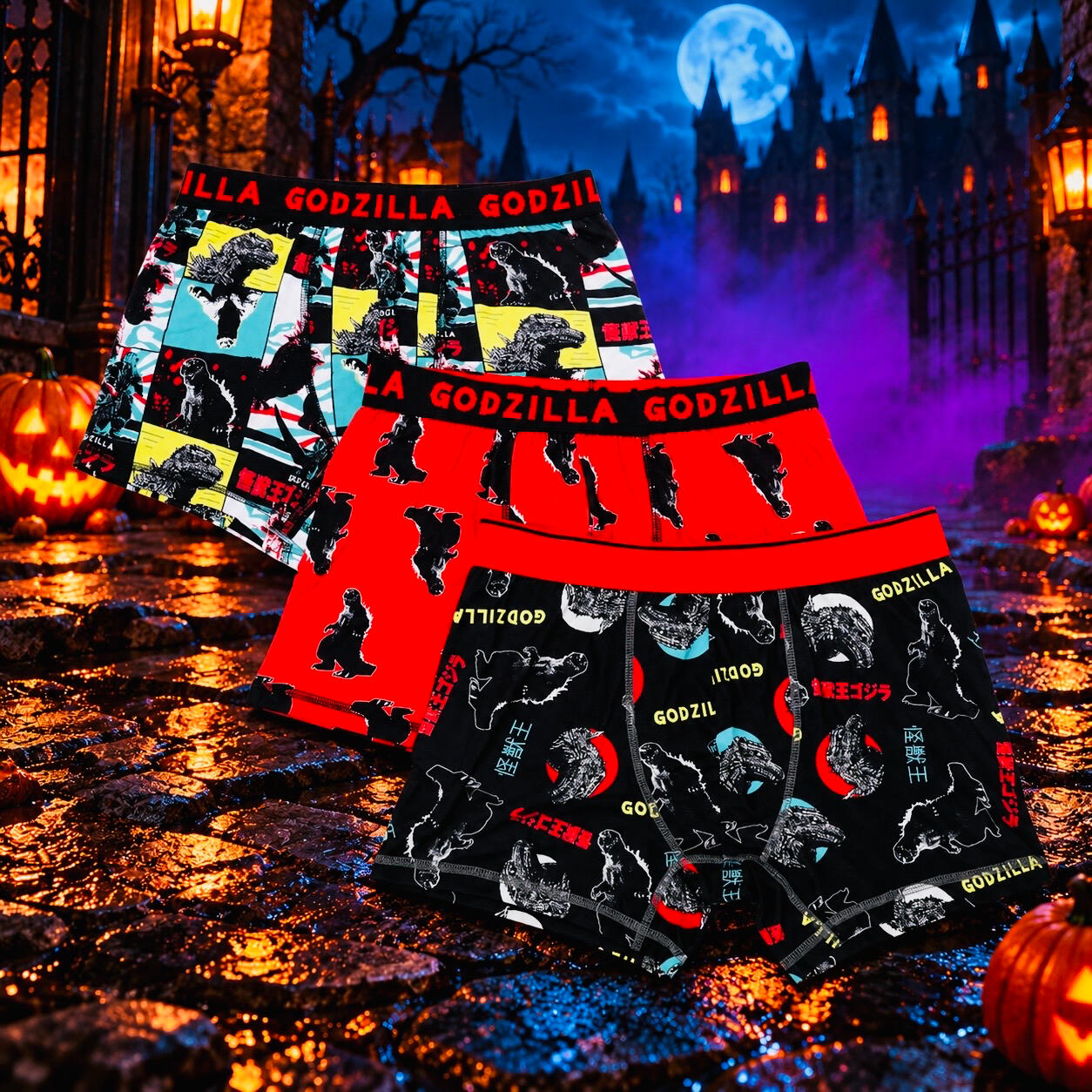 Godzilla Boxer Briefs Godzilla boxer briefs in three designs
