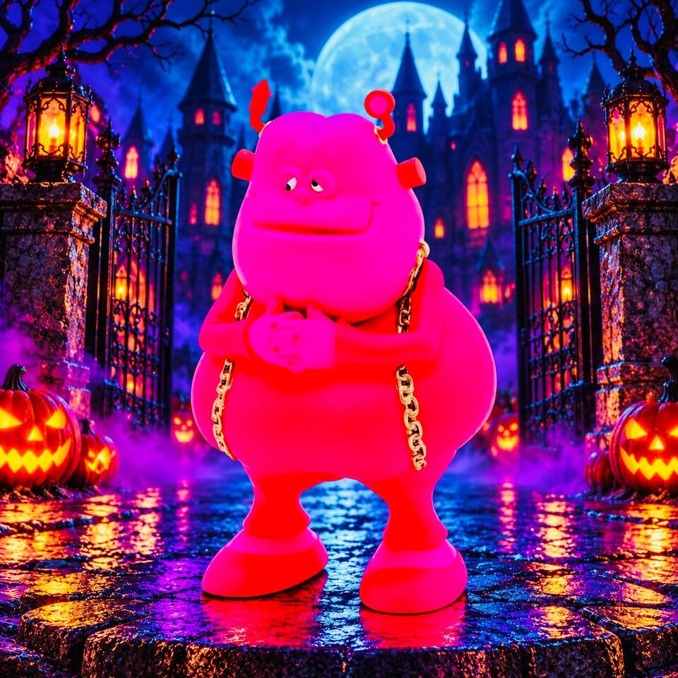 Ron English Franken Fat Pink Ron English Franken Fat collectible figure.